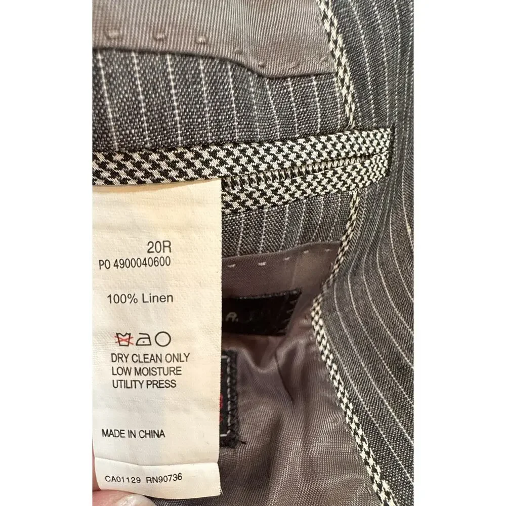 John Varvatos Star USA Boys Blazer Jacket , Gray, Size 20R, 100% Linen, EUC